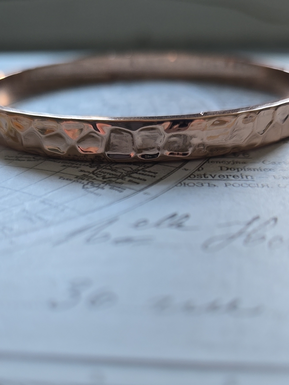 Hammered Rose Gold Bangle Bracelet